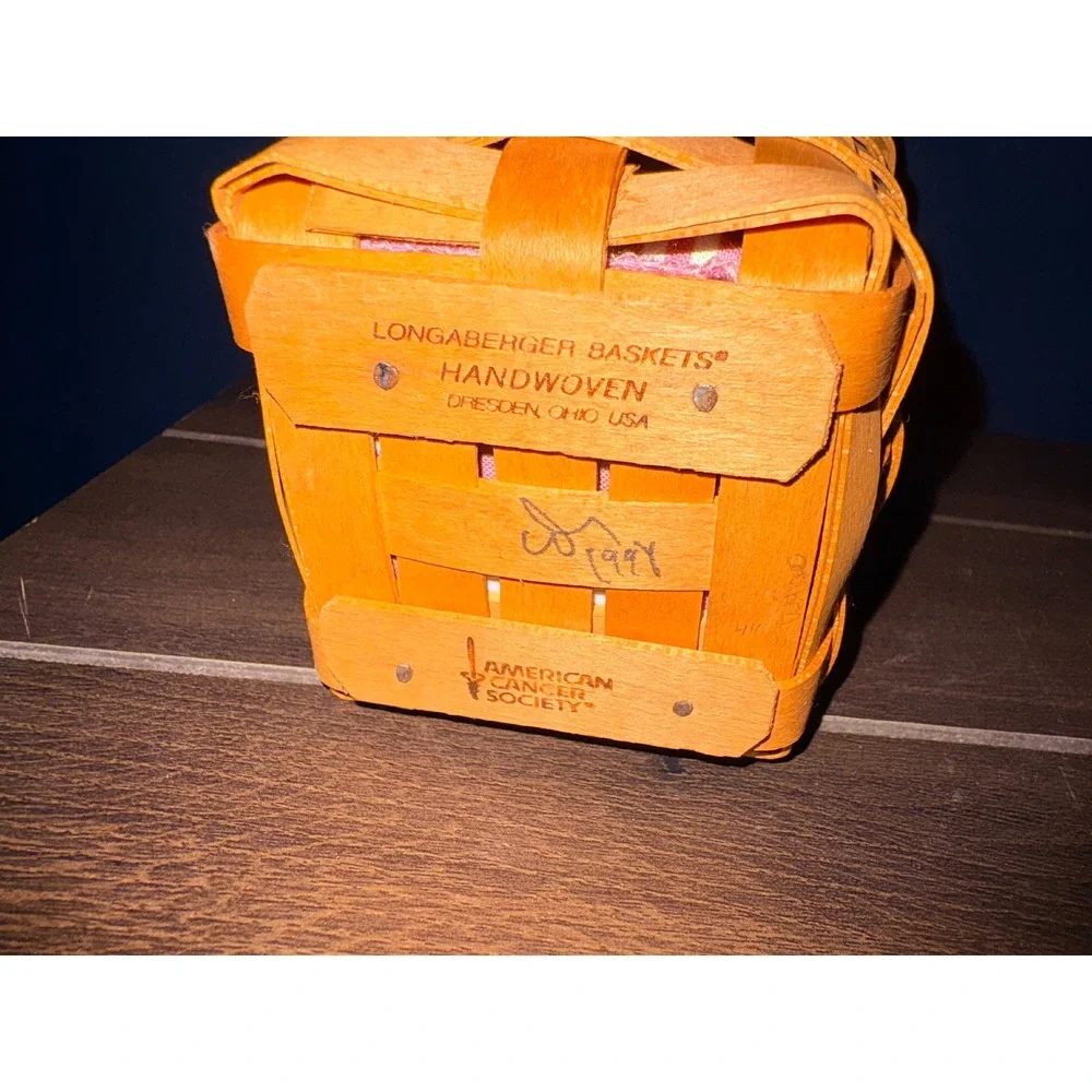 Longaberger 1997 American Cancer Society‎ Basket Pink Stripe Liner Protector